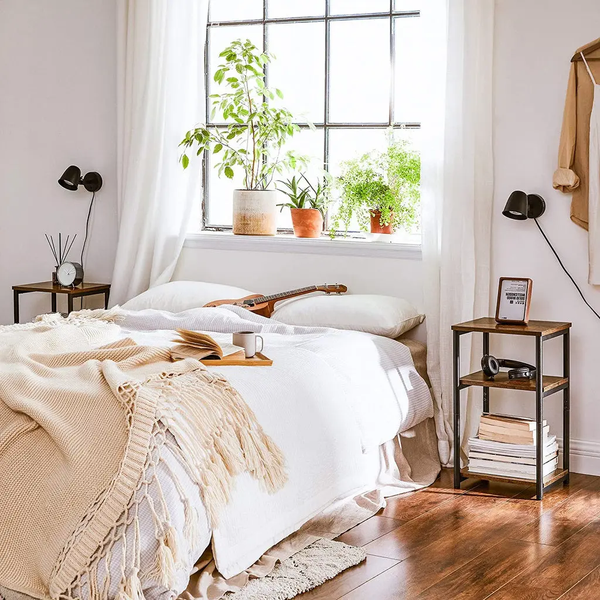 VASAGLE Vintage Brown Side Table with Storage shelf LET273B01 Deals499