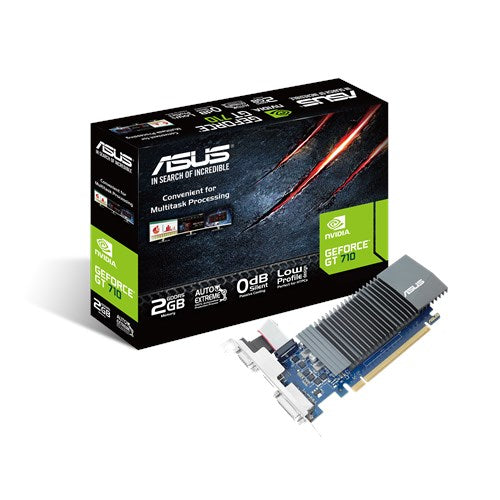 ASUS nVidia GT 710-SL-2GD5-BRK PCI Express Graphic Card, Fanless, 1xHDMI/1xDVI-D, 954 Boost, Non-RGB ASUS