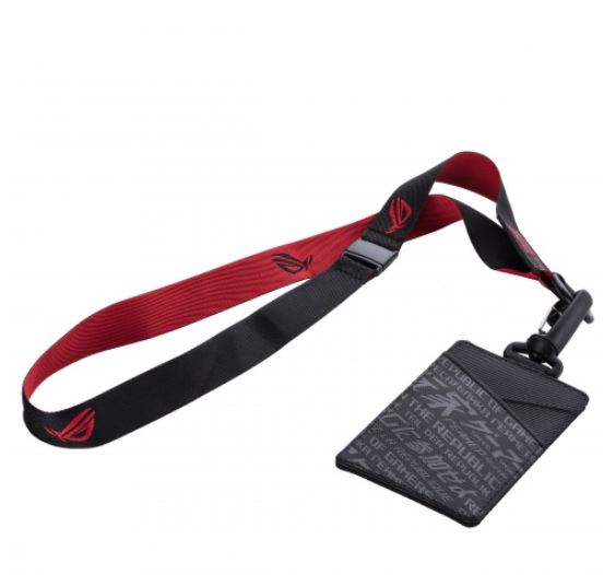 ASUS ROG CARD HOLDER OH100 For ID Card, Slide In Pouch, Snap Buckle For Luggage, Red and Black ROG Lanyard ASUS