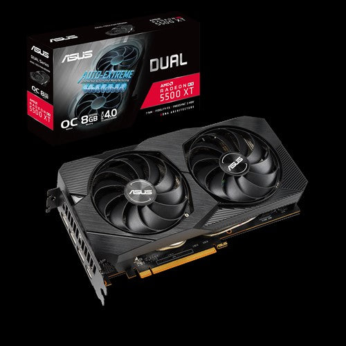 ASUS AMD Dual Radeon RX 5500 XT EVO OC 8GB GDDR6 PCIe 4.0 3xDP HDMI 2.5 Slot 1640/1620MHz, 2 Fans, 3xDP/1xHDMI, 1865 Boost, NON-RGB ASUS