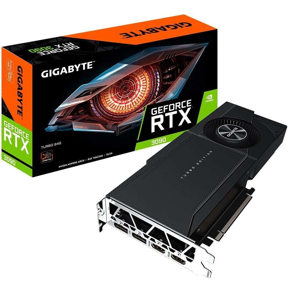GIGABYTE nVidia GeForce RTX 3090 TURBO 24G GDDR6X 1695 MHz PCIE4.0x16 7â€Ž680x4320@60Hz 2xDP 2xHDMI SLI GIGABYTE
