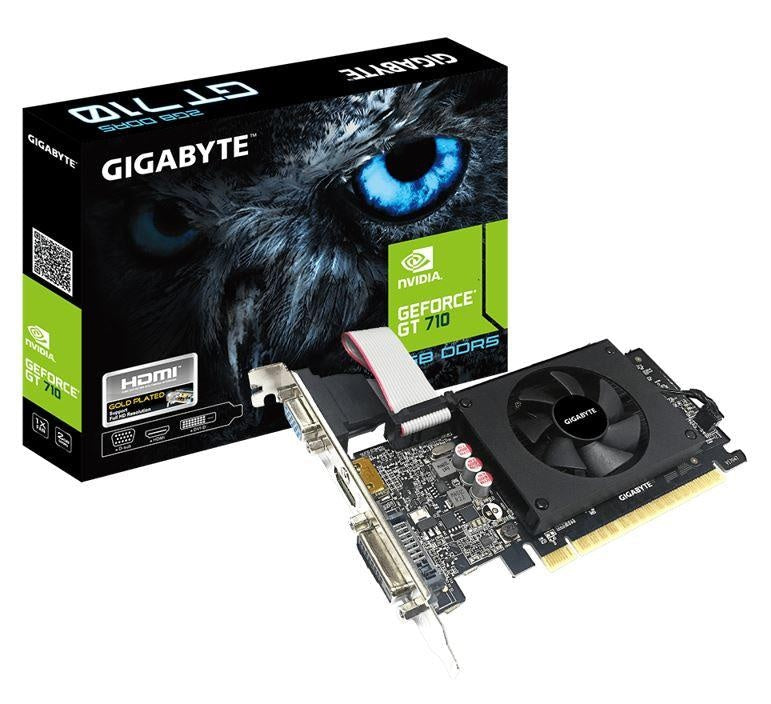 Gigabyte nVidia Geforce GT 710 2GB GDDR5 PCIe Graphic Card 4K 3xDisplays HDMI DVI D-SUB Low Profile Fan 954MHz ~VCG-N710D5SL-2GL GV-N710D5SL-2GL GIGABYTE