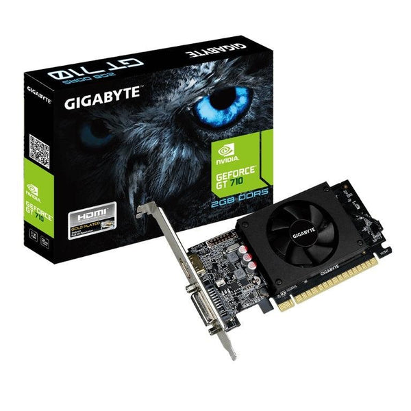 GIGABYTE nVidia Geforce GT 710 2GB DDR5 PCIe Graphic Card 4K 2xDisplays HDMI DVI Low Profile Fan 954MHz GIGABYTE