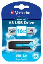 VERBATIM 16GB V3 USB3.0 Blue Store'n'Go V3; Rectractable VERBATIM