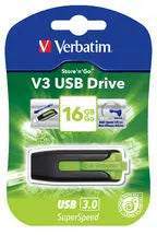 VERBATIM 16GB V3 USB3.0 Green Store'n'Go V3; Rectractable VERBATIM
