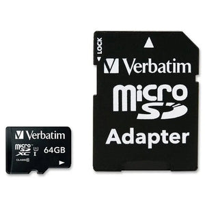 VERBATIM 64GB Micro SDXC Card Class 10 UHS-I With Adaptor Up to 45MB/Sec 300X read speed(LS) VERBATIM
