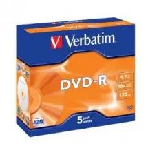 VERBATIM DVD-R 4.7GB 5Pk Jewel Case 16x VERBATIM