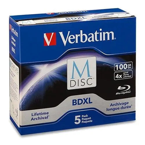 VERBATIM M DISC BDXL 100GB 4X with Branded Surface â 5pk Jewel Case Box VERBATIM