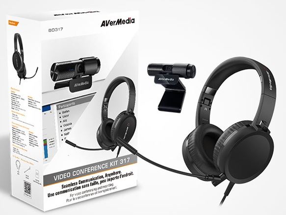 AVERMEDIA AH313 Podcast, Conference Kit, CAM313 Live Stream @ 1080P + AH313 High Quality Over the ear Headset with Mic. USB Plug and Play,  Retail AVERMEDIA