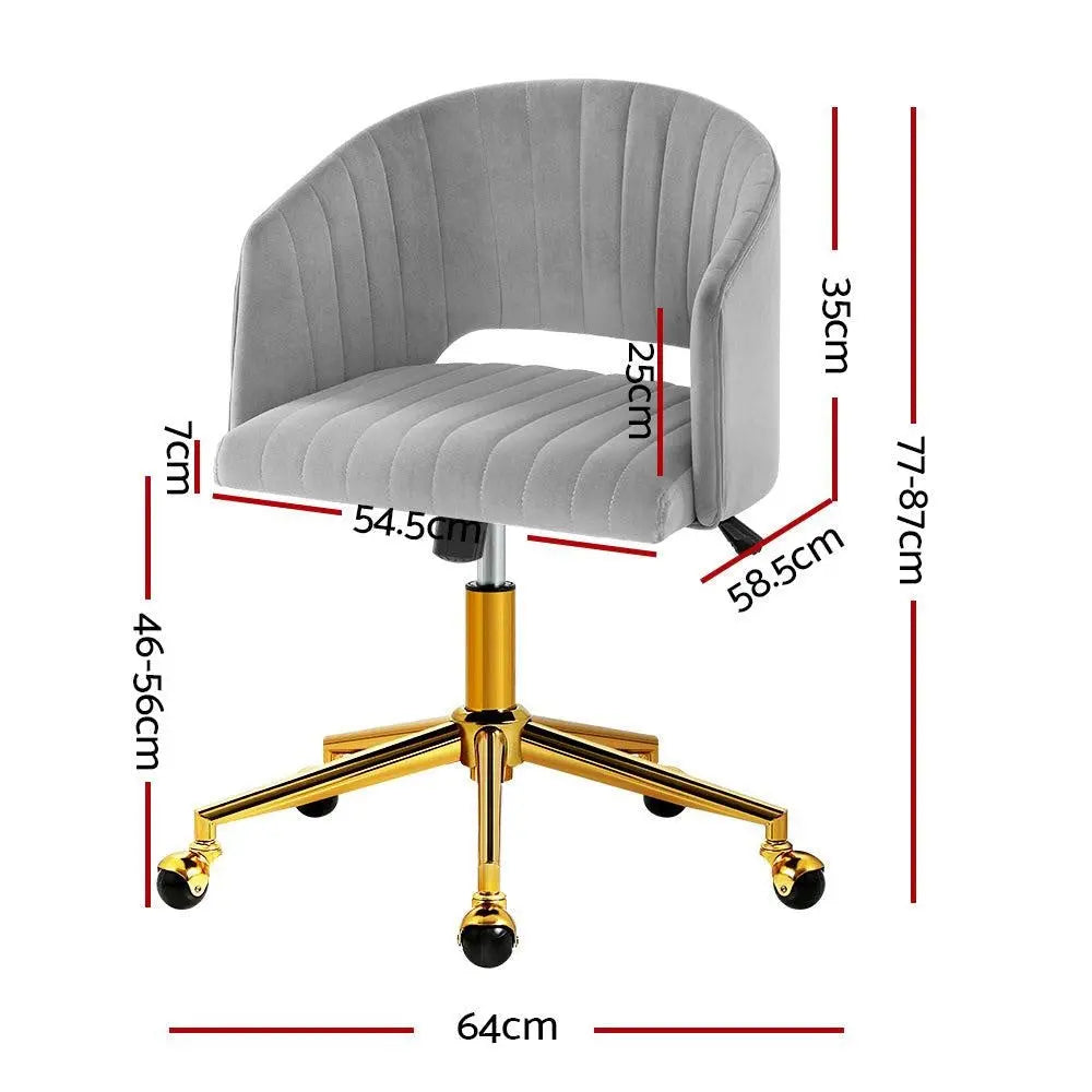 Velvet Office Chair Fabric Computer Chairs Adjustable Armchair Work Study Grey Deals499