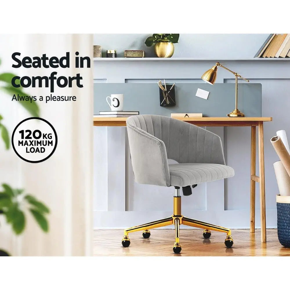 Velvet Office Chair Fabric Computer Chairs Adjustable Armchair Work Study Grey Deals499