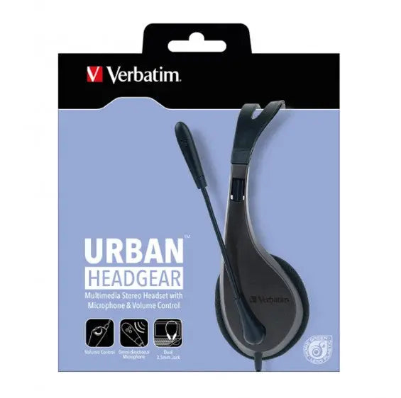 Verbatim Multimedia Headset with Microphone - Wide Frequency Stereo, 40mm Drivers, Comfortable Ergonomic Fit, Adjustable, Built-in, omni-directional VERBATIM