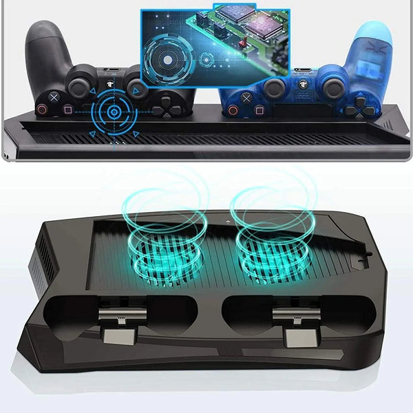 Vertical Stand Cooling/Charging Station for PS5 with Dual Controller Charger and Bonus Game Rack Storage 3 USB Ports Deals499