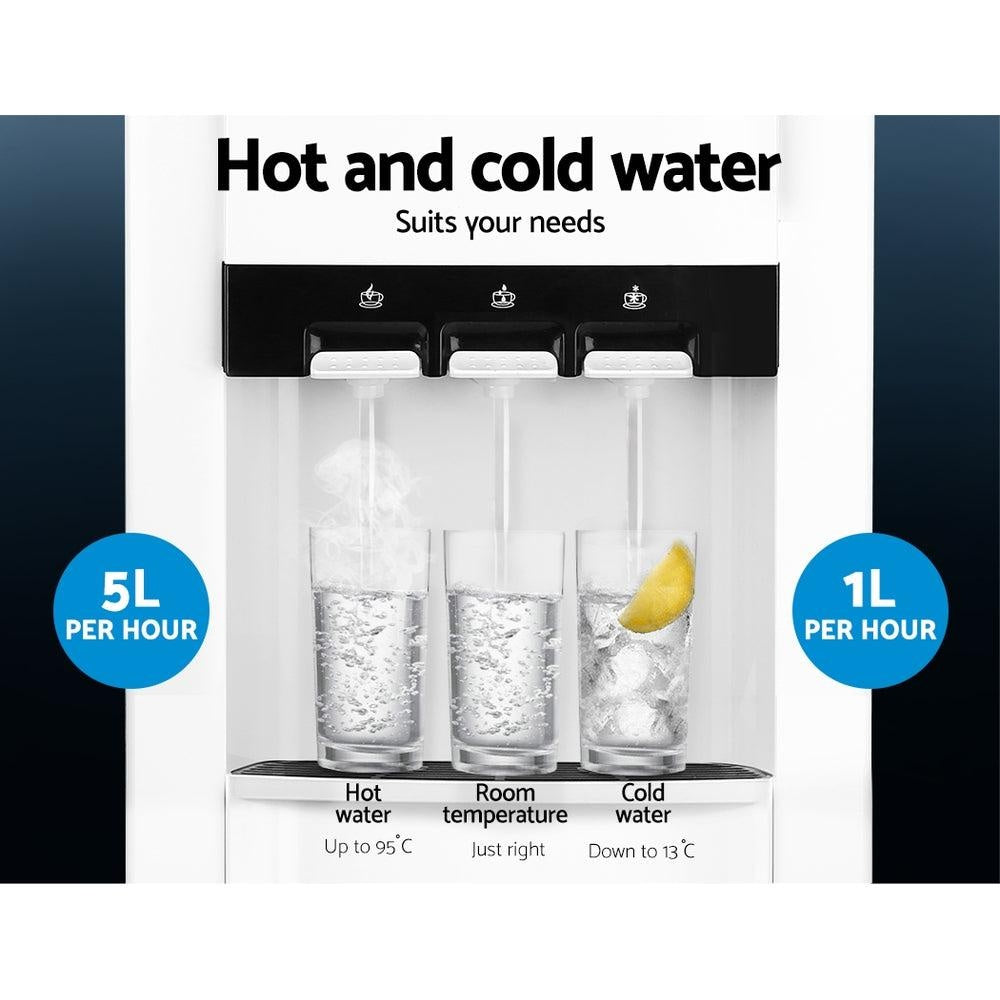 Devanti 22L Bench Top Water Cooler Dispenser Filter Purifier Hot Cold Room Temperature Three Taps Deals499