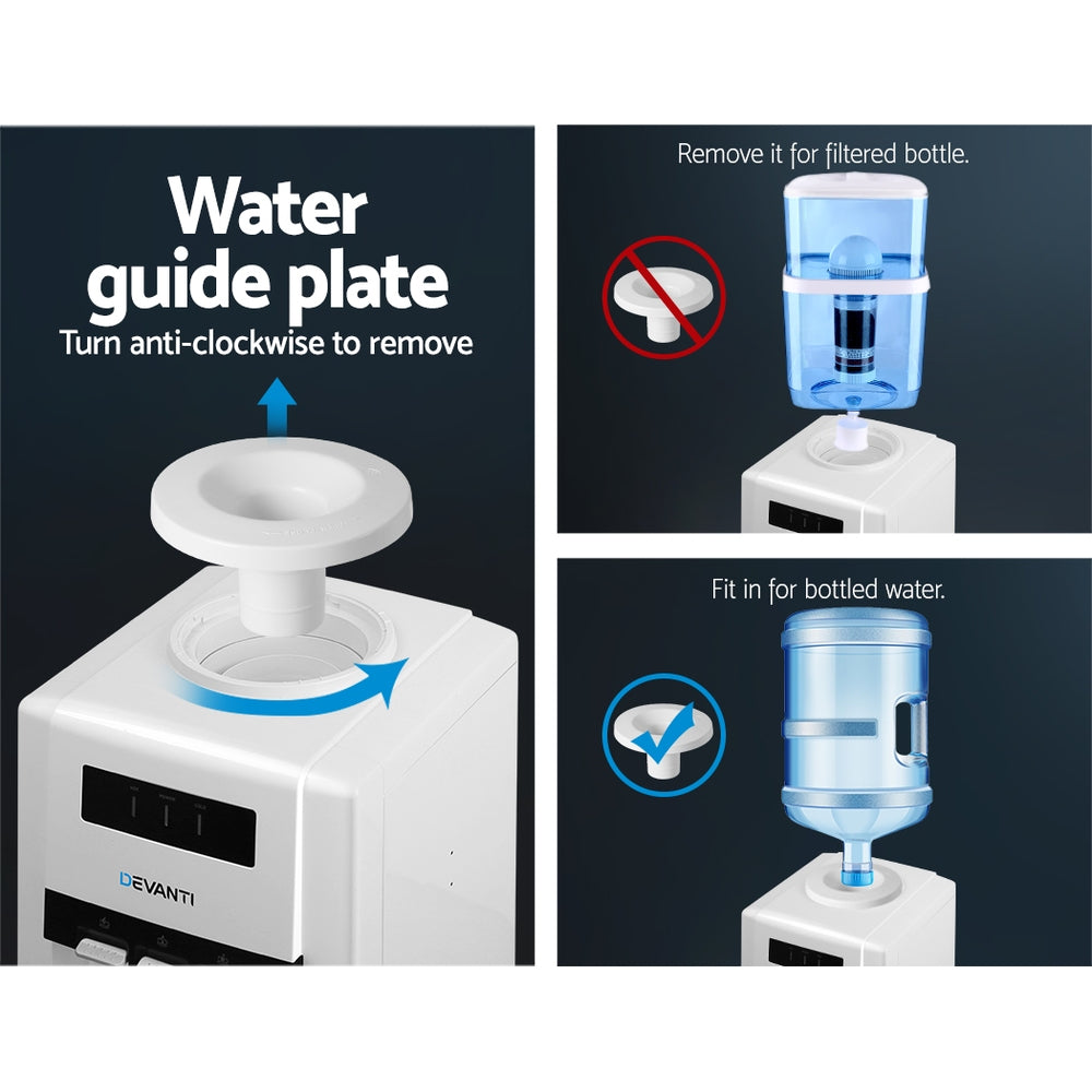 Devanti 22L Bench Top Water Cooler Dispenser Filter Purifier Hot Cold Room Temperature Three Taps Deals499