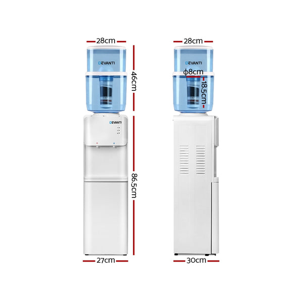 Devanti 22L Water Cooler Dispenser Top Loading Hot Cold Taps Filter Purifier Bottle Deals499