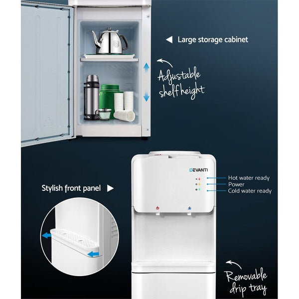 Devanti 22L Water Cooler Dispenser Top Loading Hot Cold Taps Filter Purifier Bottle Deals499