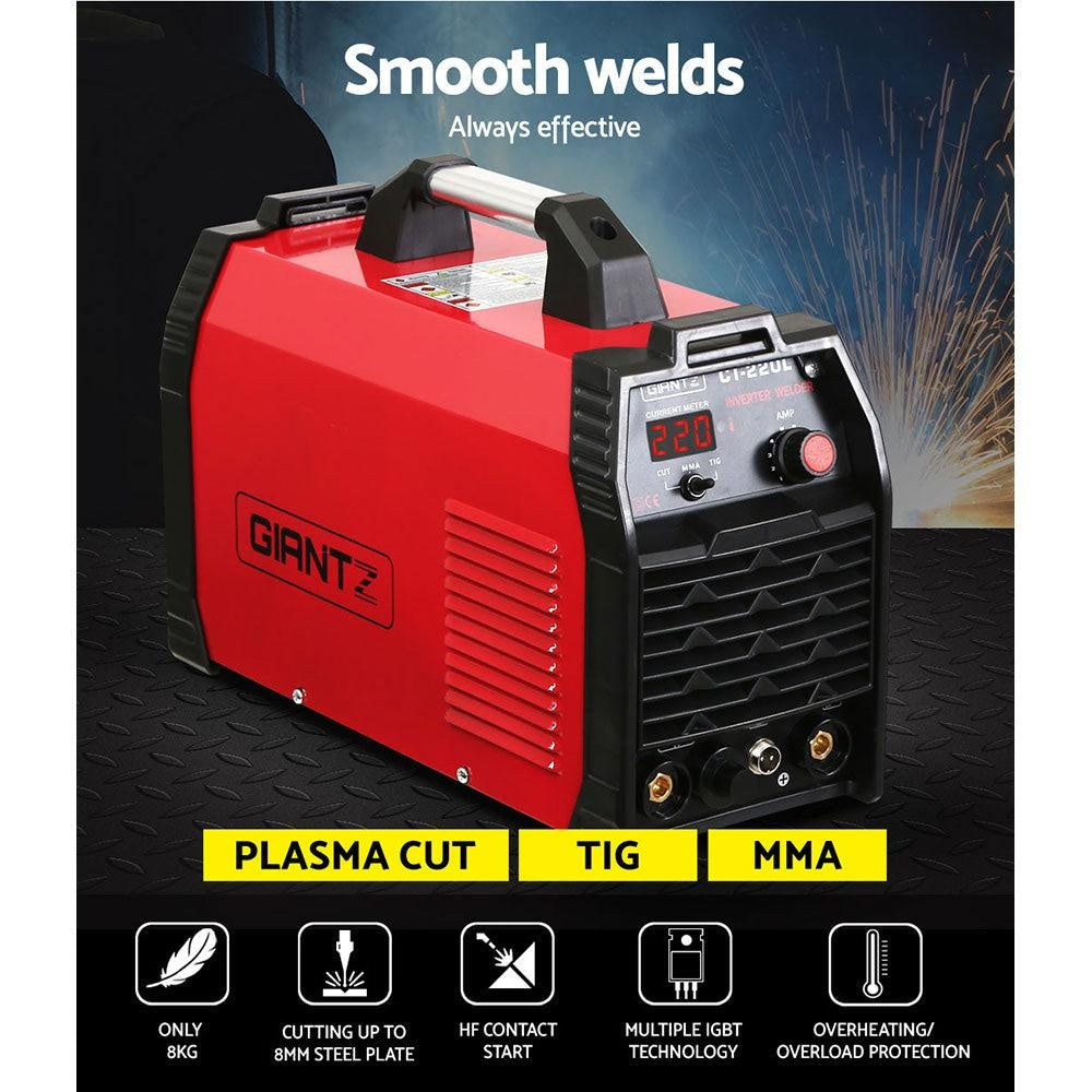 Giantz 220Amp Inverter Welder Plasma Cutter TIG iGBT DC Welding Machine Portable Deals499
