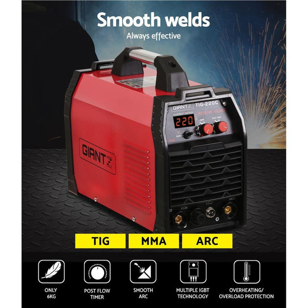 Giantz 220 Amp Inverter Welder TIG MMA ARC DC Gas Welding Machine Stick Portable Deals499