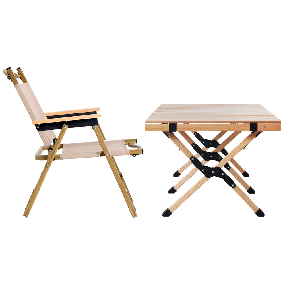 Gardeon Outdoor Furniture Picnic Table and Chairs Wooden Egg Roll Camping Desk Deals499