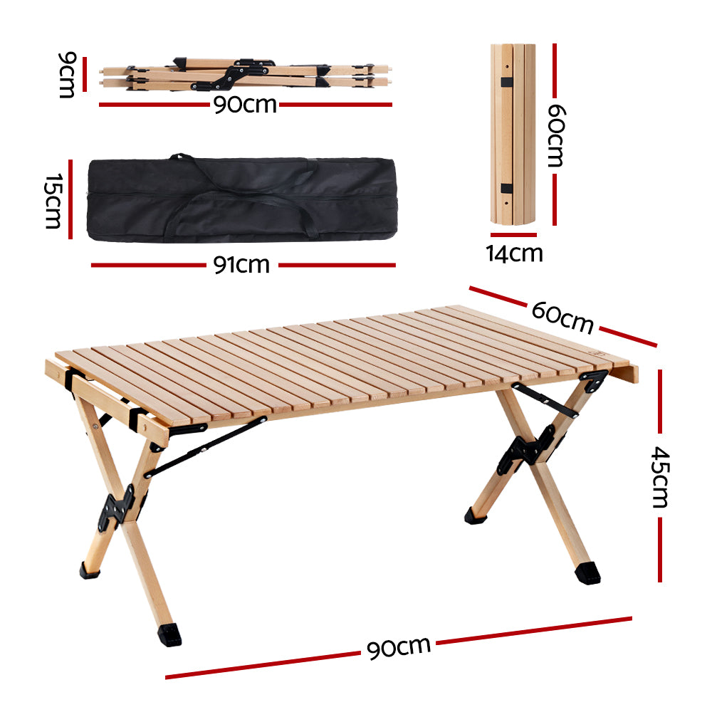 Gardeon Outdoor Furniture Wooden Egg Roll Picnic Table Camping Desk 90CM Deals499