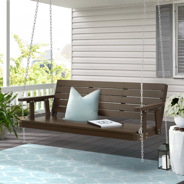 Gardeon Porch Swing Chair with Chain Outdoor Furniture 3 Seater Bench Wooden Brown from Deals499 at Deals499