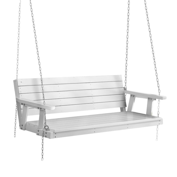 Gardeon Porch Swing Chair with Chain Outdoor Furniture 3 Seater Bench Wooden White from Deals499 at Deals499