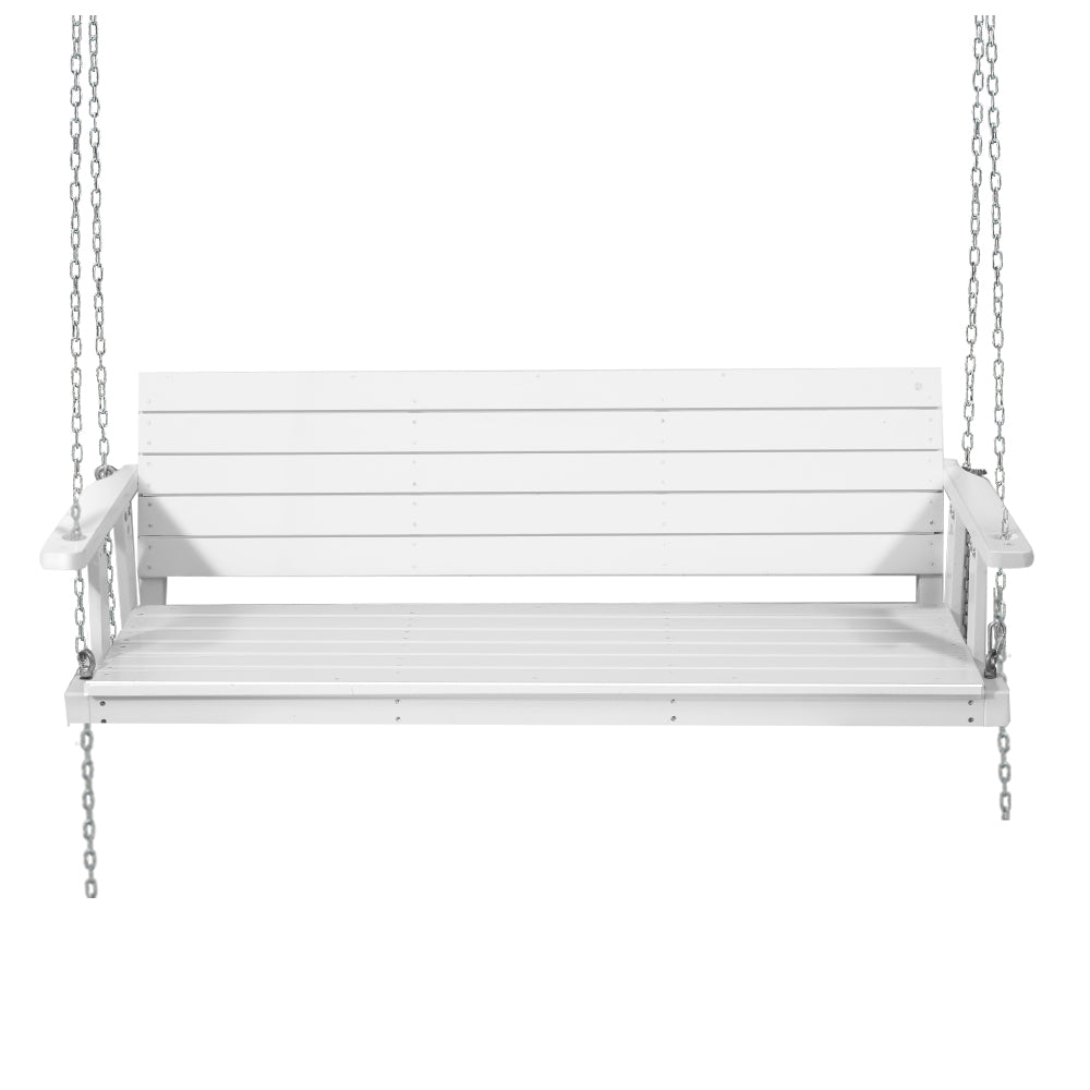 Gardeon Porch Swing Chair with Chain Outdoor Furniture 3 Seater Bench Wooden White from Deals499 at Deals499