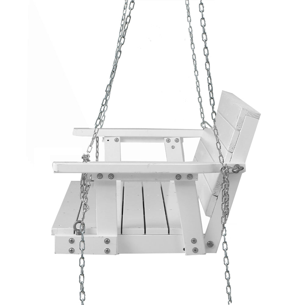 Gardeon Porch Swing Chair with Chain Outdoor Furniture 3 Seater Bench Wooden White from Deals499 at Deals499