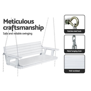 Gardeon Porch Swing Chair with Chain Outdoor Furniture 3 Seater Bench Wooden White from Deals499 at Deals499