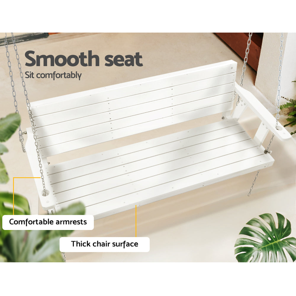 Gardeon Porch Swing Chair with Chain Outdoor Furniture 3 Seater Bench Wooden White from Deals499 at Deals499