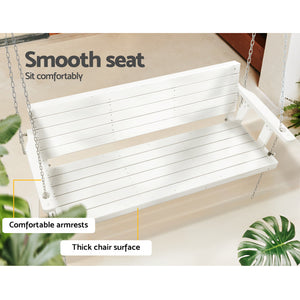 Gardeon Porch Swing Chair with Chain Outdoor Furniture 3 Seater Bench Wooden White from Deals499 at Deals499
