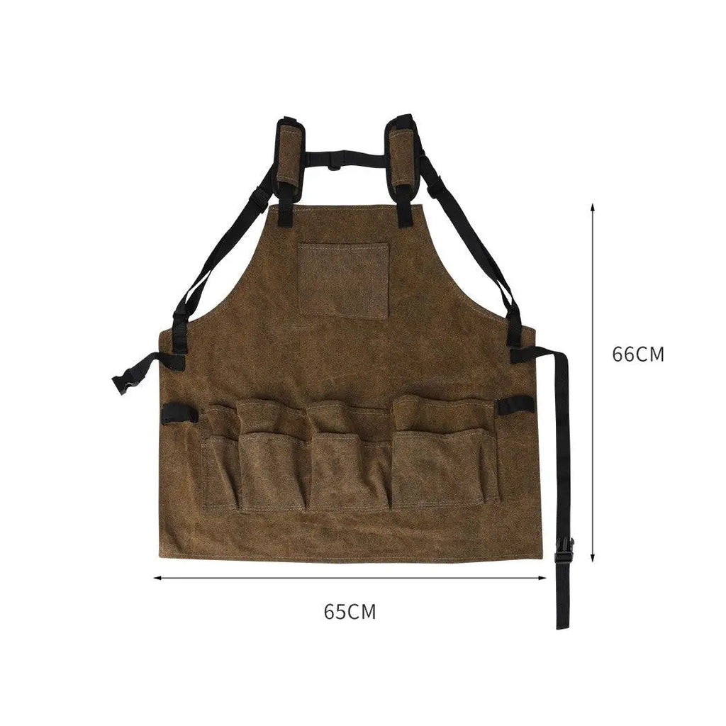 Waxed Canvas Tool Apron Adjustable Workshop Chef Waterproof Woodworking Pockets Deals499