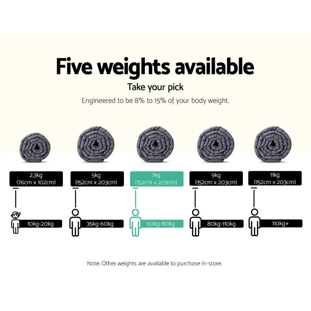 Weighted Blanket Adult 7KG Heavy Gravity Blankets Microfibre Cover Glass Beads Calming Sleep Anxiety Relief Grey Giselle