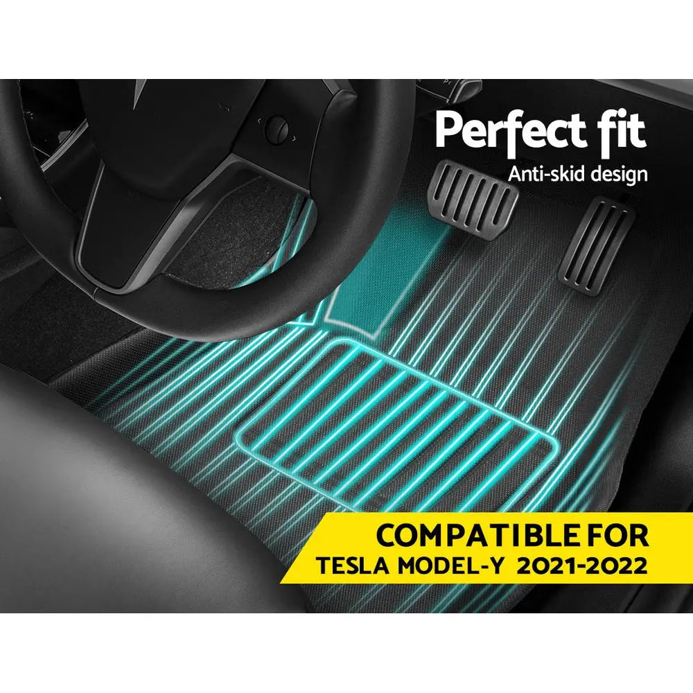 Weisshorn Car Rubber Floor Mats Front and Rear Fits Tesla Model Y 2021-2022 Deals499