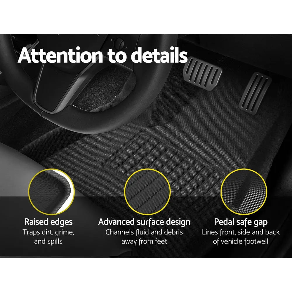 Weisshorn Car Rubber Floor Mats Front and Rear Fits Tesla Model Y 2021-2022 Deals499