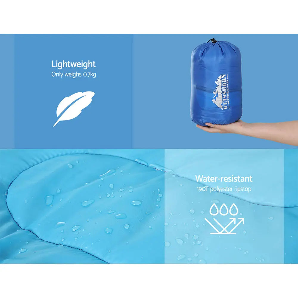 Weisshorn Sleeping Bag 136cm Kids Camping Hiking Winter Blue Deals499
