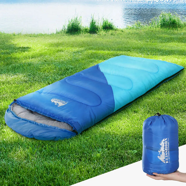Weisshorn Sleeping Bag 136cm Kids Camping Hiking Winter Blue Deals499