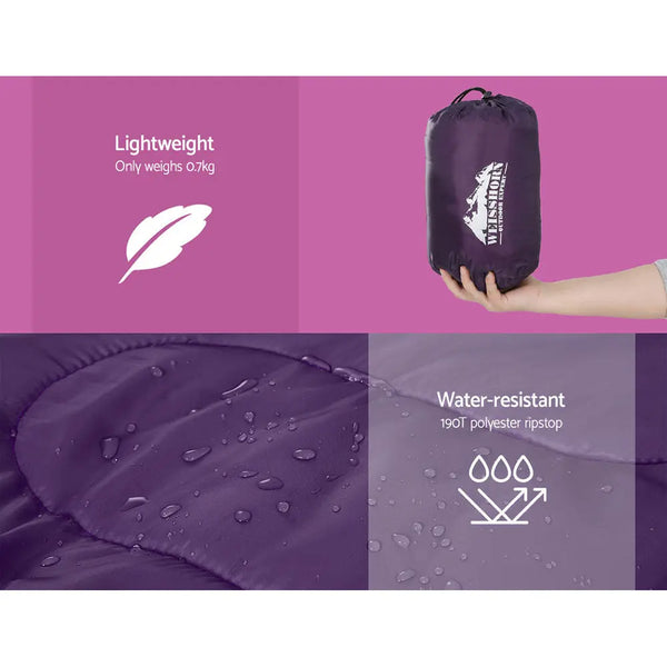 Weisshorn Sleeping Bag 136cm Kids Camping Hiking Winter Pink from Deals499 at Deals499