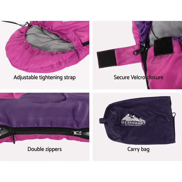Weisshorn Sleeping Bag 136cm Kids Camping Hiking Winter Pink from Deals499 at Deals499