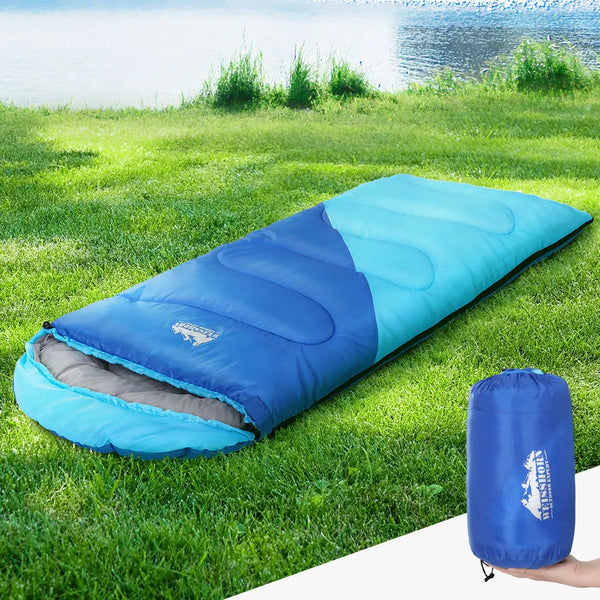 Weisshorn Sleeping Bag Bags Kids 172cm Camping Hiking Thermal Blue Deals499