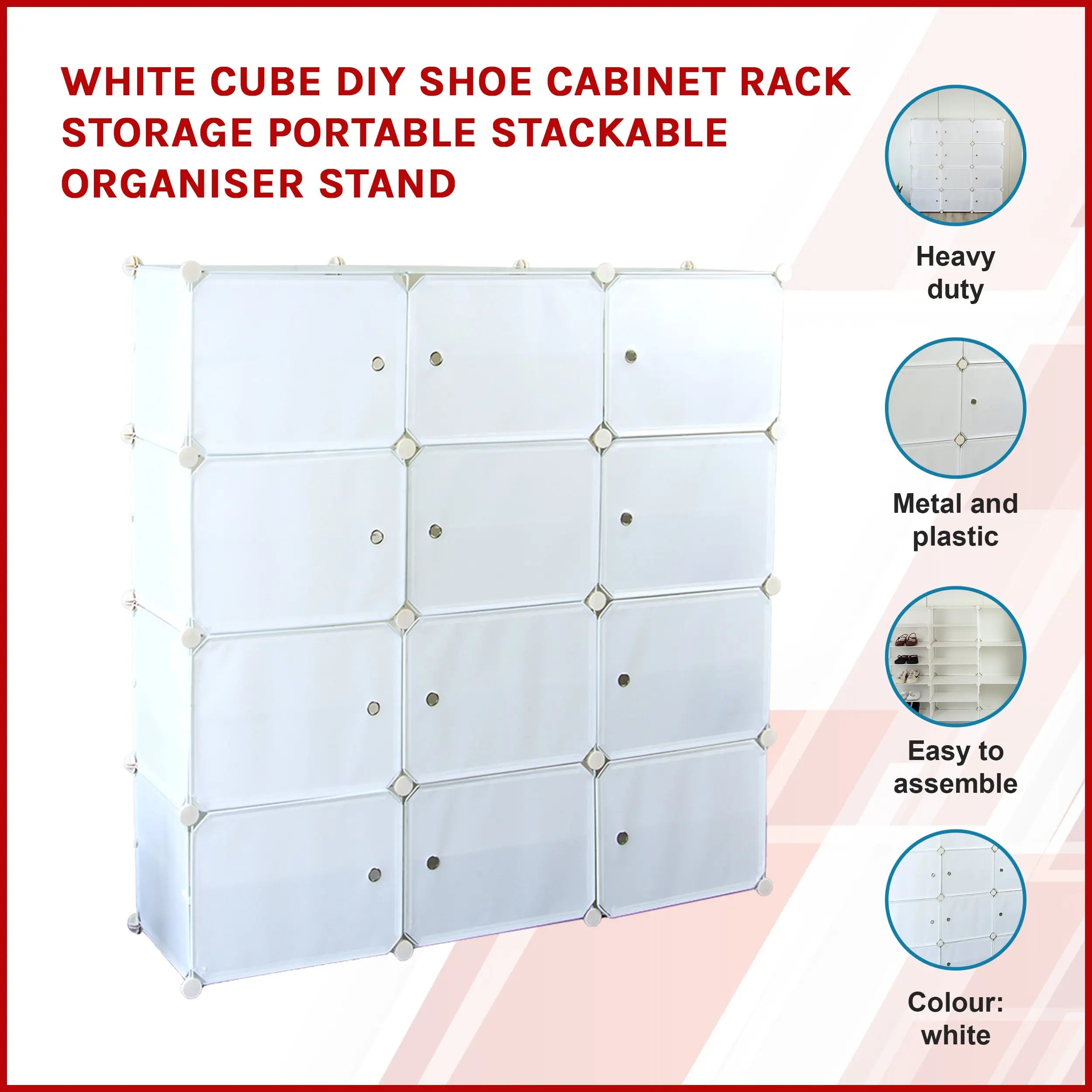 White Cube DIY Shoe Cabinet Rack Storage Portable Stackable Organiser Stand Deals499