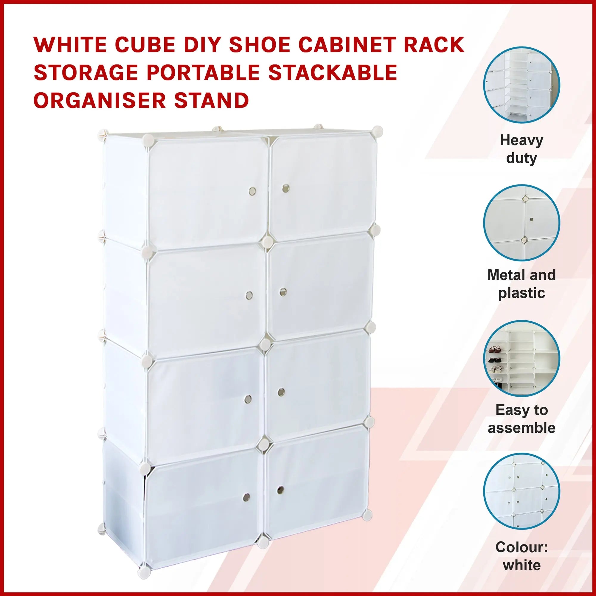 White Cube DIY Shoe Cabinet Rack Storage Portable Stackable Organiser Stand Deals499