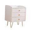 Winston 3 - Drawer Nightstand Bedside Table with Gold Steel Legs Tray Top White Deals499