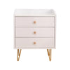 Winston 3 - Drawer Nightstand Bedside Table with Gold Steel Legs Tray Top White Deals499