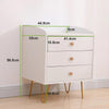 Winston 3 - Drawer Nightstand Bedside Table with Gold Steel Legs Tray Top White Deals499