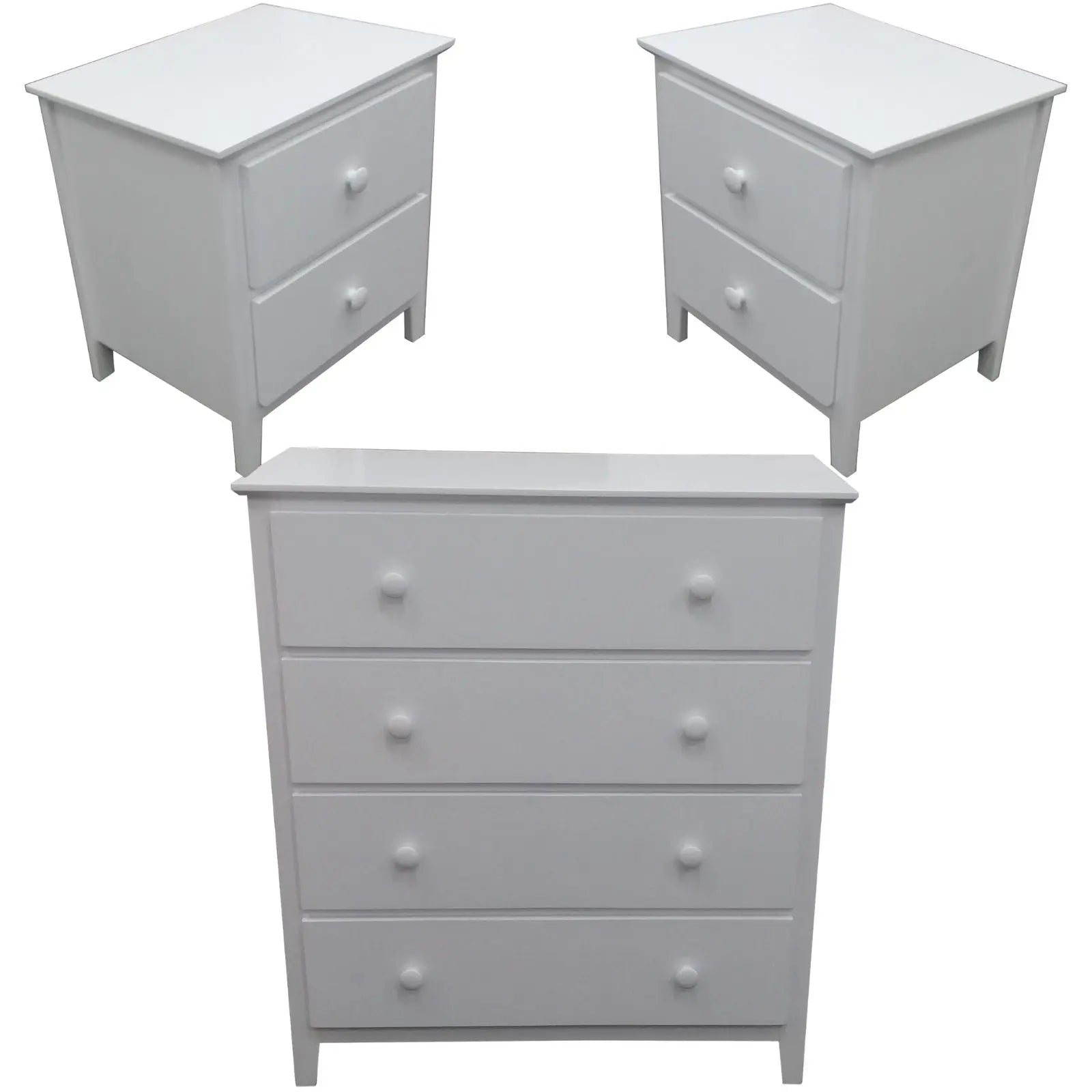 Wisteria Bedside Tallboy 3pc Bedroom Set Drawers Nightstand Storage Cabinet -WHT Deals499