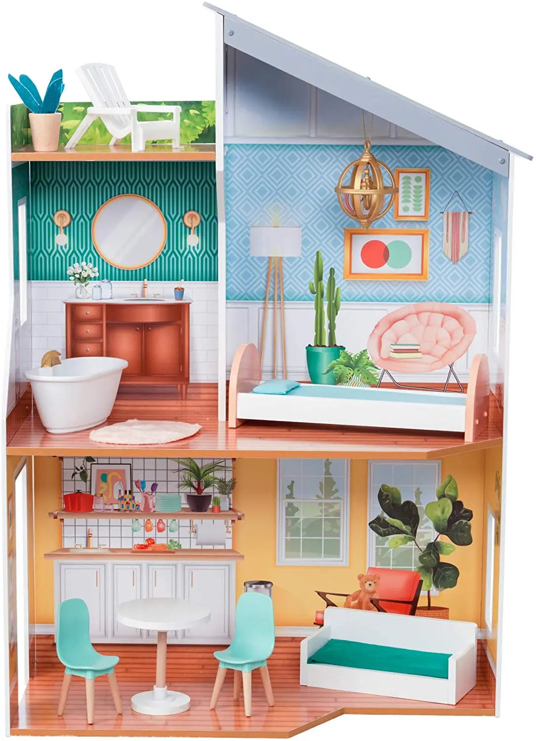 Wooden Dollhouse with Furniture for kids Deals499