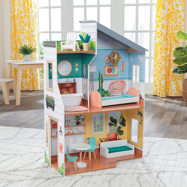 Wooden Dollhouse with Furniture for kids Deals499