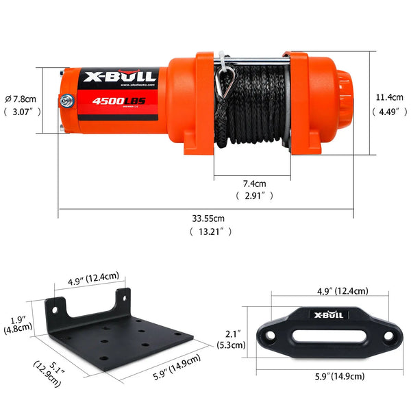 X-BULL Electric Winch 12v Synthetic Rope 4500LBS Wireless Remote ATV UTV 2041KG Deals499